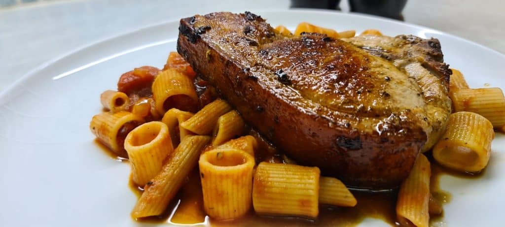 Chilli Pork Chop with Pasta Arrabiata