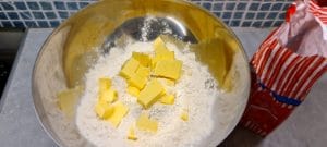 Plain flour and chopped butter