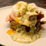 Golden Bubble and Squeak, Thick Cut Gammon Ham, Poached Eggs and a Parsley and Cheddar Sauce