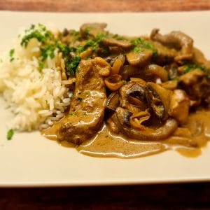 Healthy Beef Stroganoff with Rice