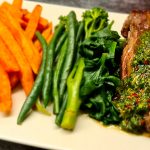 Flank steak with sweet potato fries and Chimichurri sauce
