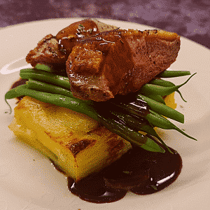 Duck Breast with potato dauphinoise and a redcurrant and Dijon sauce