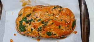 Meatloaf glazed and ready to go in the oven