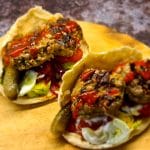 Lamb Koftas with pitta, salad and pickles