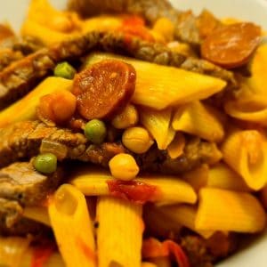 Beef, Chickpea and Chorizo Pasta